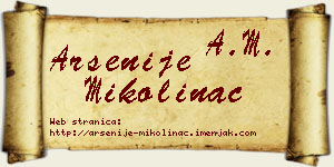 Arsenije Mikolinac vizit kartica